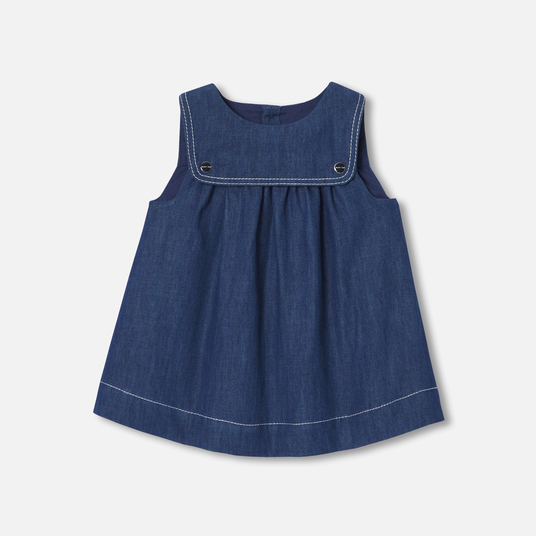 Vestido tipo pichi para bebé niña en denim ligero